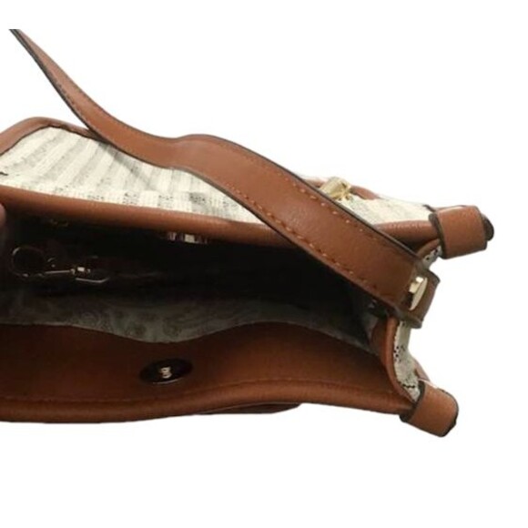 Simply Noelle Crossbody Bag Shoulder Purse Whiskey Blue Stripes Faux Leather NEW - Picture 5 of 6